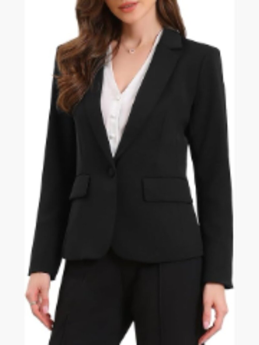 Polyester Blazer with Shoulder Pads, Long Sleeve One Button Business Casual